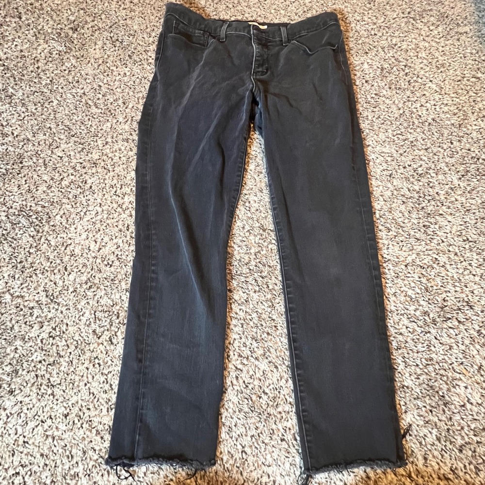 Levis Premium 311 Shaping Skinny Jeans Faded Black Raw‎ Hem Womens 31 Distressed